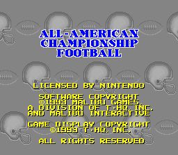 All-American Championship Football screenshot 4 for Super Nintendo